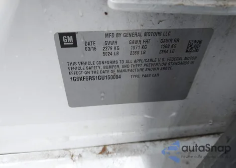 2016 Cadillac Ct6 Premium Luxury z USA, uszkodzony, nr VIN 1G6KF5RS1GU150004